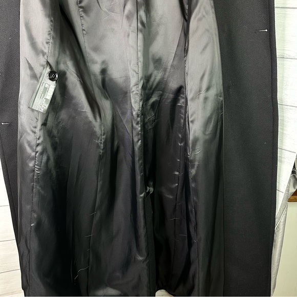 Mango size Medium Woolen Italian Wool Double-Breasted Belted Trench Coat Black - Picture 11 of 13